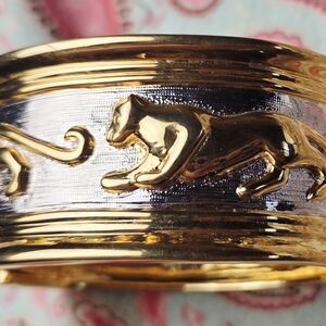 Gold-Tone Panther Bangle Bracelet ~ Beautiful